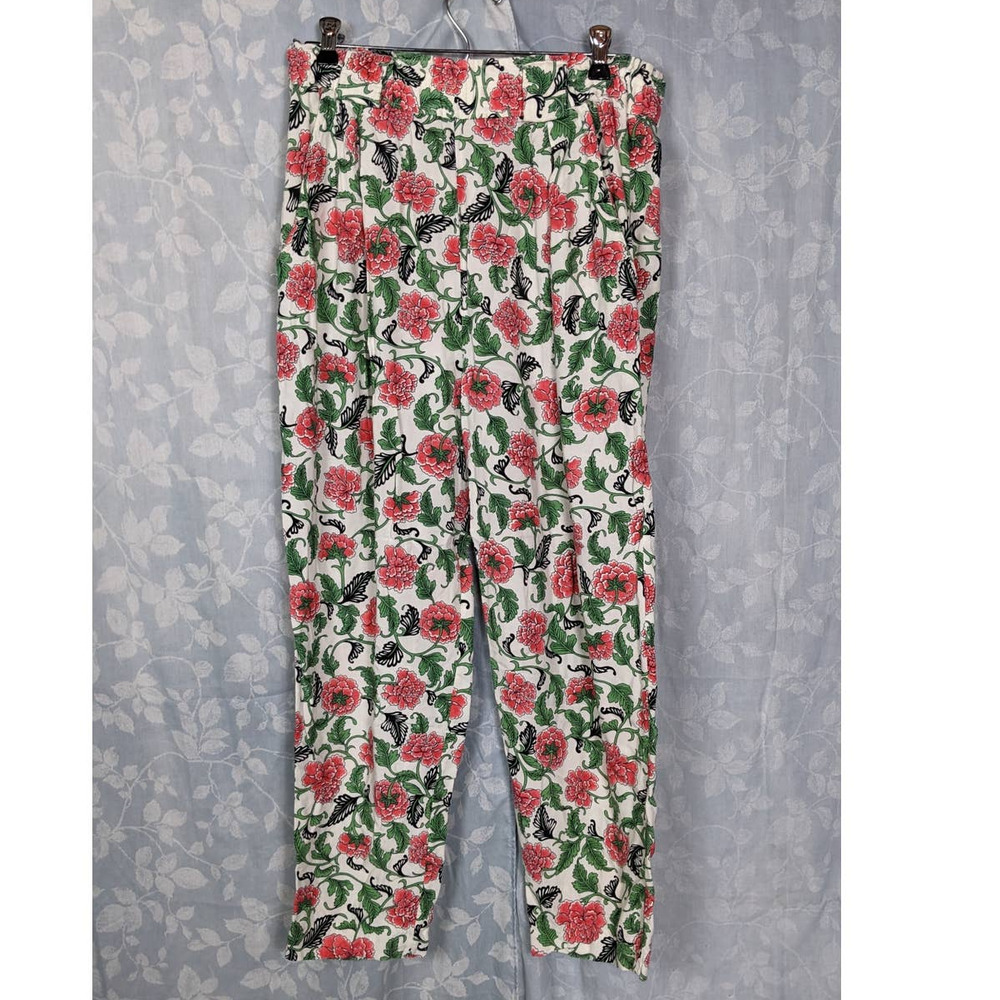 Vintage 90s Forenza Pink & Green Floral Harem Pants Sz S